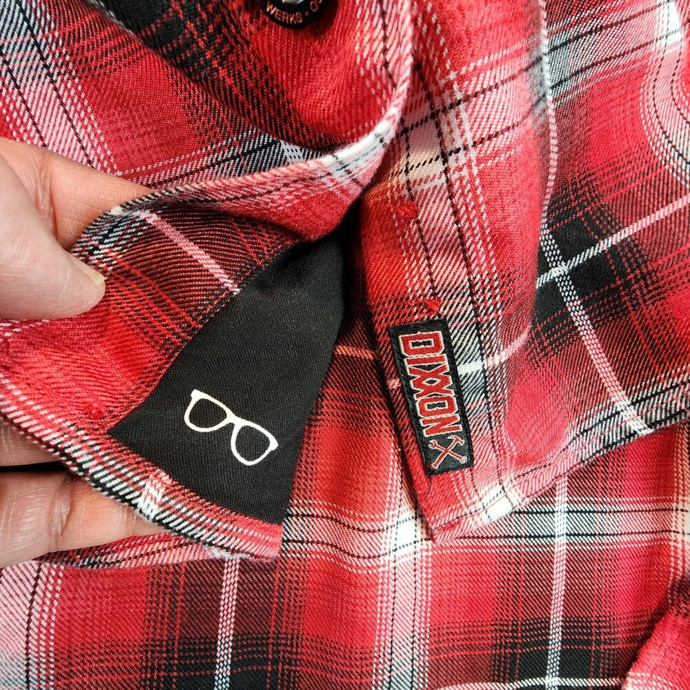 Dixxon Flannel Company x Kustom Klover Cycles Red Black Plaid Flannel Shirt 2X - Picture 9 of 12